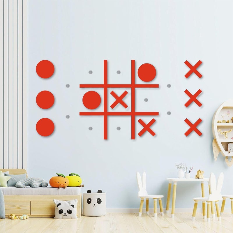 DUOLIYBC Magnetic Tic Tac Toe Wall-Mount Game,Game Room Decor,Hallway Decor,Playroom Decor,Modern Wall Decals for Kids Room,Classroom&Offices(Orange) - Image 1